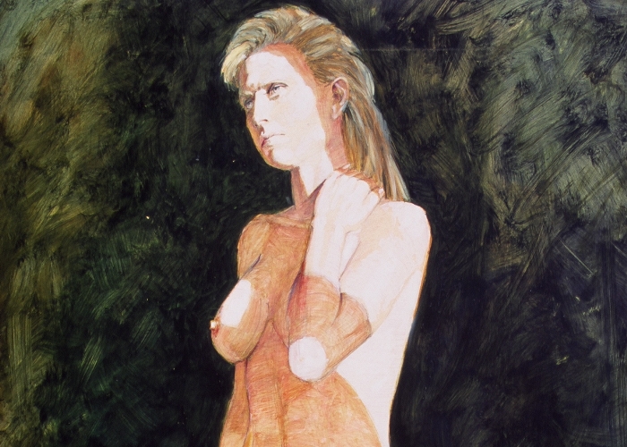 Kristie with Red Chair, Fine Oil Painting