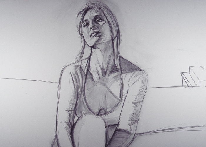 Chantal Seated, fine art sketch