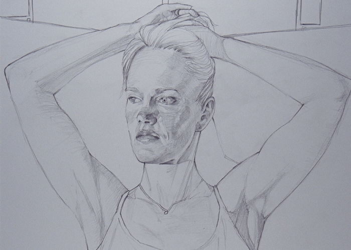 Wendy with Hands on Head, fine art sketch
